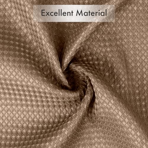 Image of AmazerBath Taupe Shower Curtain Waffle Textured, Fabric Shower Curtain Tan Thick Heavy Duty 240GSM Hotel Quality Bathroom Shower Curtains, 72 x 72 Inches