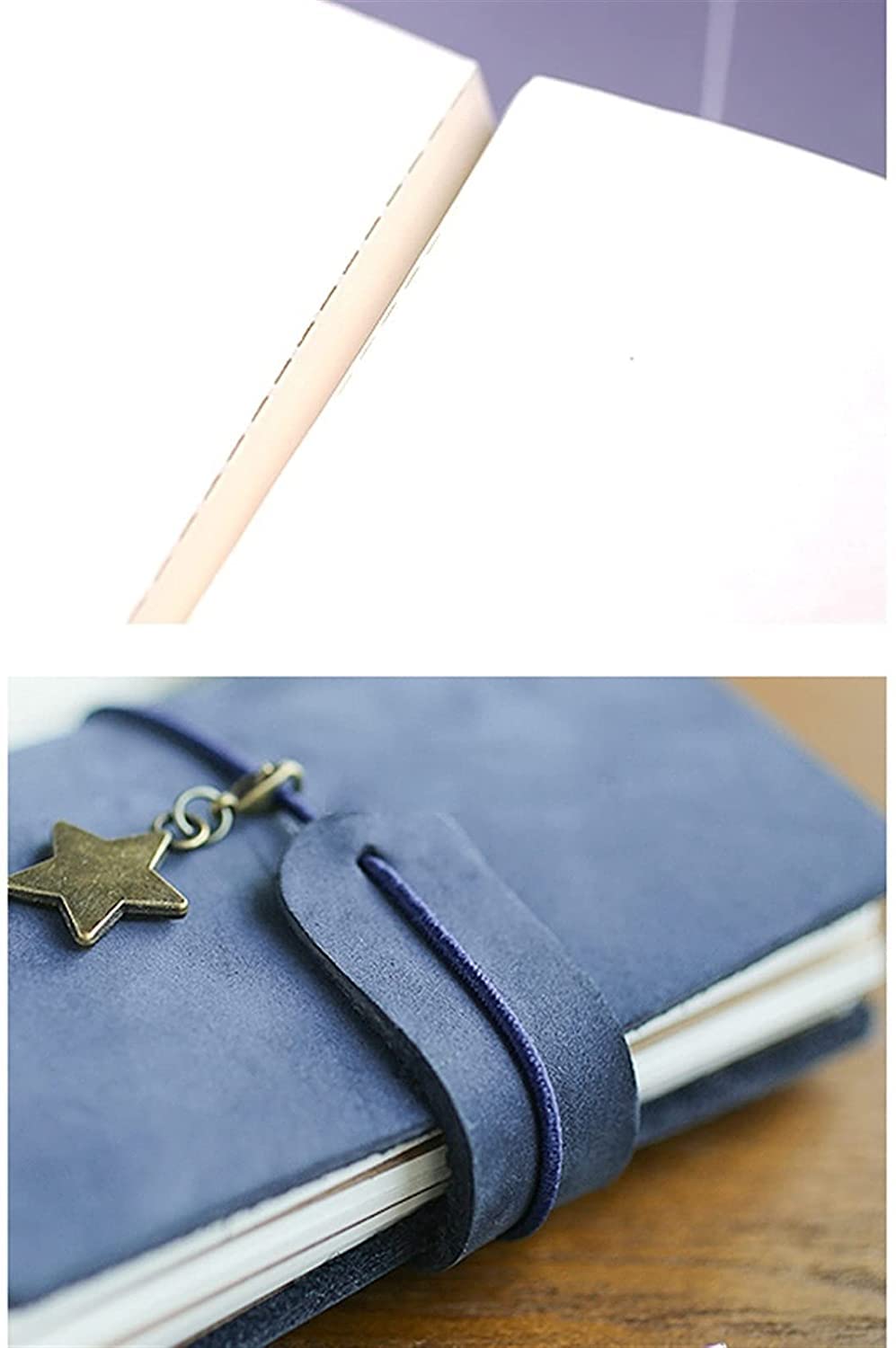 POCHY Cuadernos Hermoso Bloc de Notas A7 Creativo de Cuero Retro, libreta pequeña de Hojas Sueltas para Viajes de Estudiantes, Diario de Registros Escolares Portable