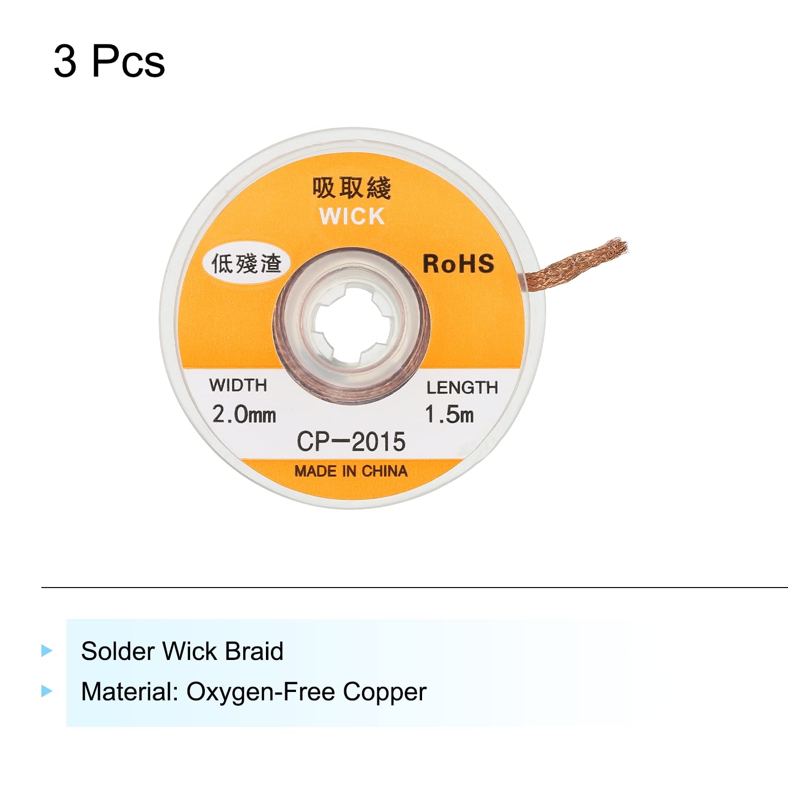 SOLDER WICK BRAID No-Clean Desoldering Braid 0.12 Inch X 5 Feet 5 Pack - View #7