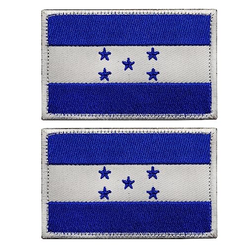 Paquete de 2 parches militares bordados con emblema de Honduras, insignias tácticas de moral para ropa, sombrero, mochilas, coser en el hombro