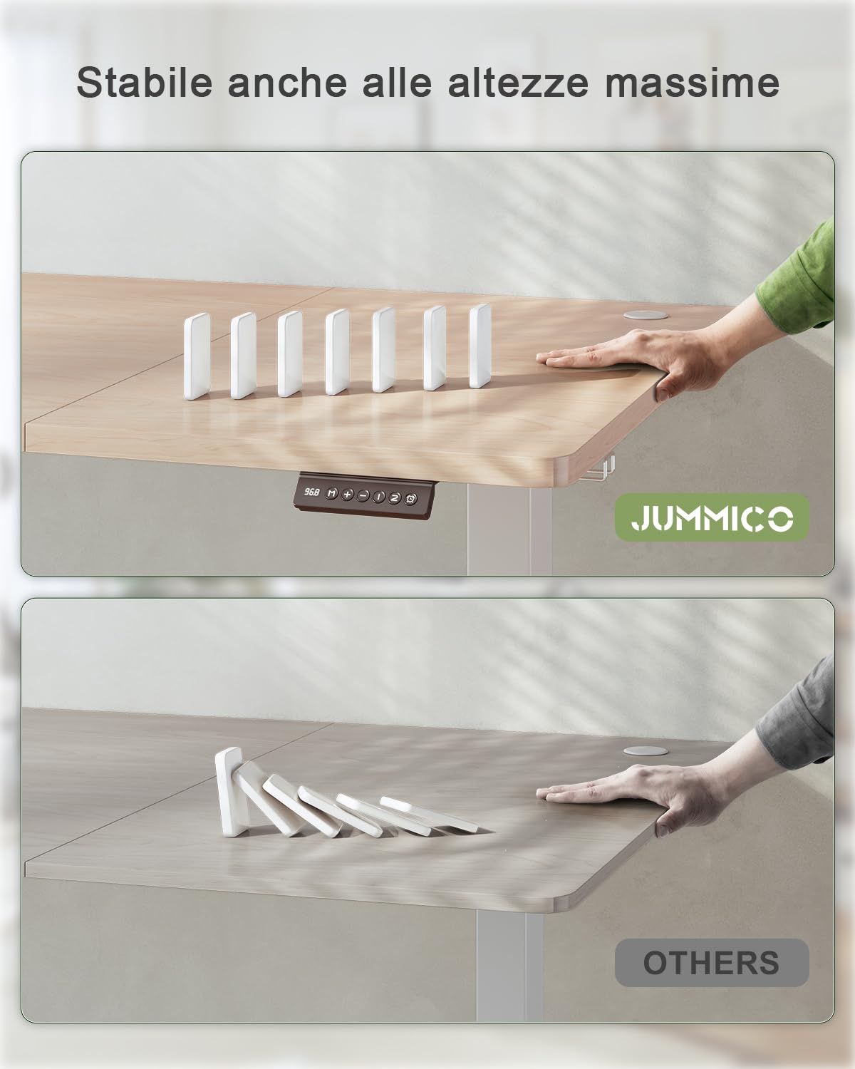 JUMMICO Scrivania Regolabile in Altezza, Scrivania Regolabile Elettrica con Smart Panel da caricatore USB, Scrivania in Piedi con Funzioni di Memoria, Standing Desk 160 x 70 cm, Beige