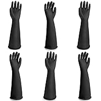 Vista 15 de Guantes gruesos de goma resistentes a productos químicos, 3 pares de guantes de trabajo de seguridad negros de 22 pulgadas, guantes protectores