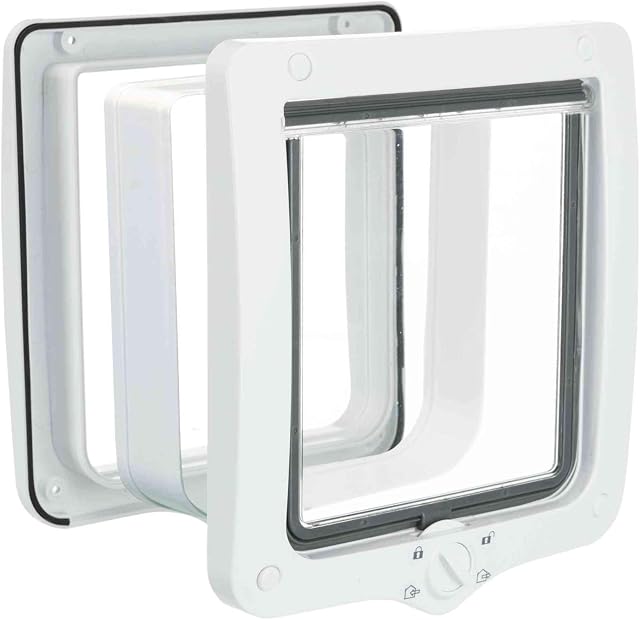 Trixie 4-Way Cat Flap with Tunnel, White, 660 g, 24 × 28 cm