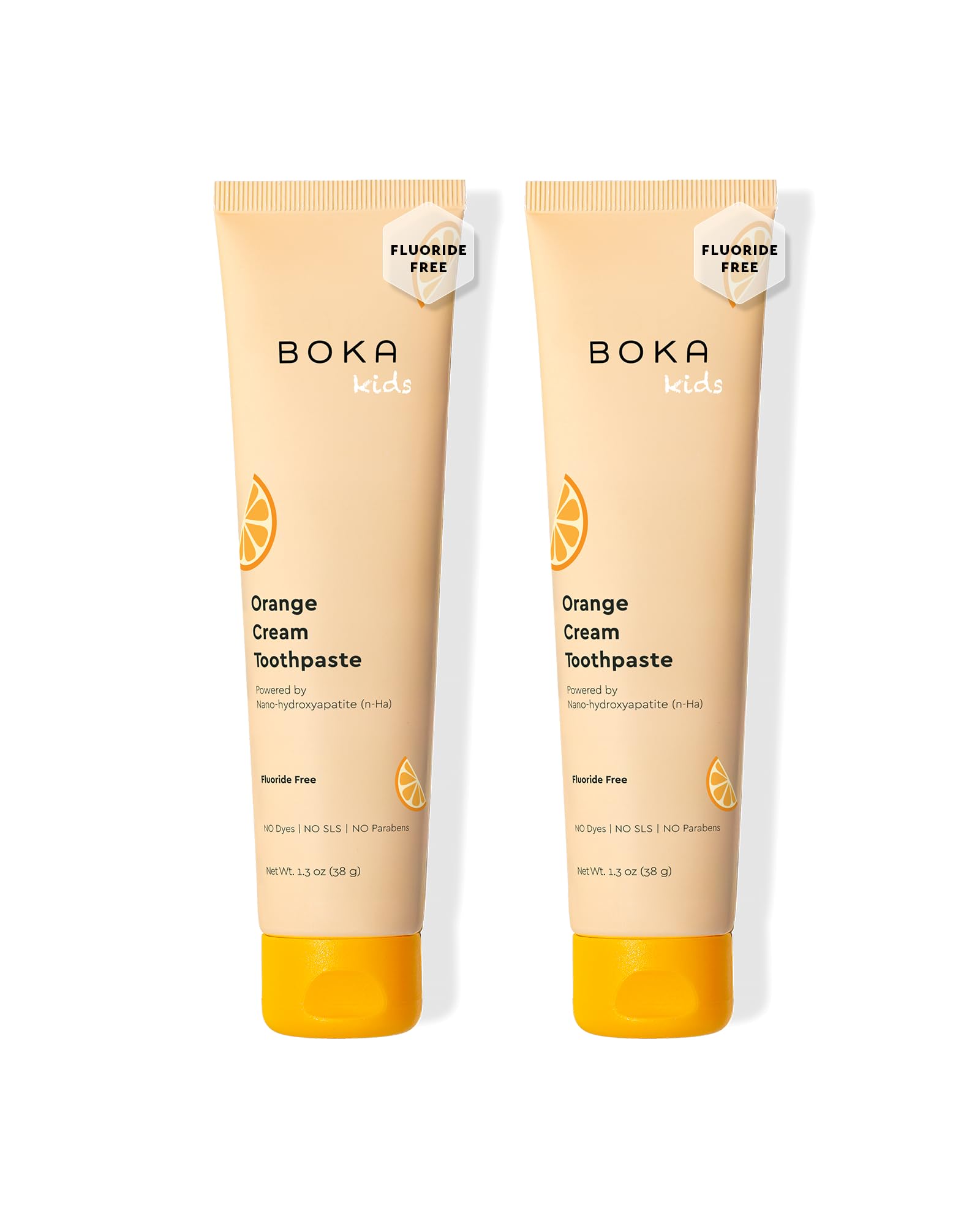 Boka Fluoride Free Toothpaste Nano Hydroxyapatite Toothpaste - Orange Cream Flavor, 1.3 oz 2pk US Manufactured