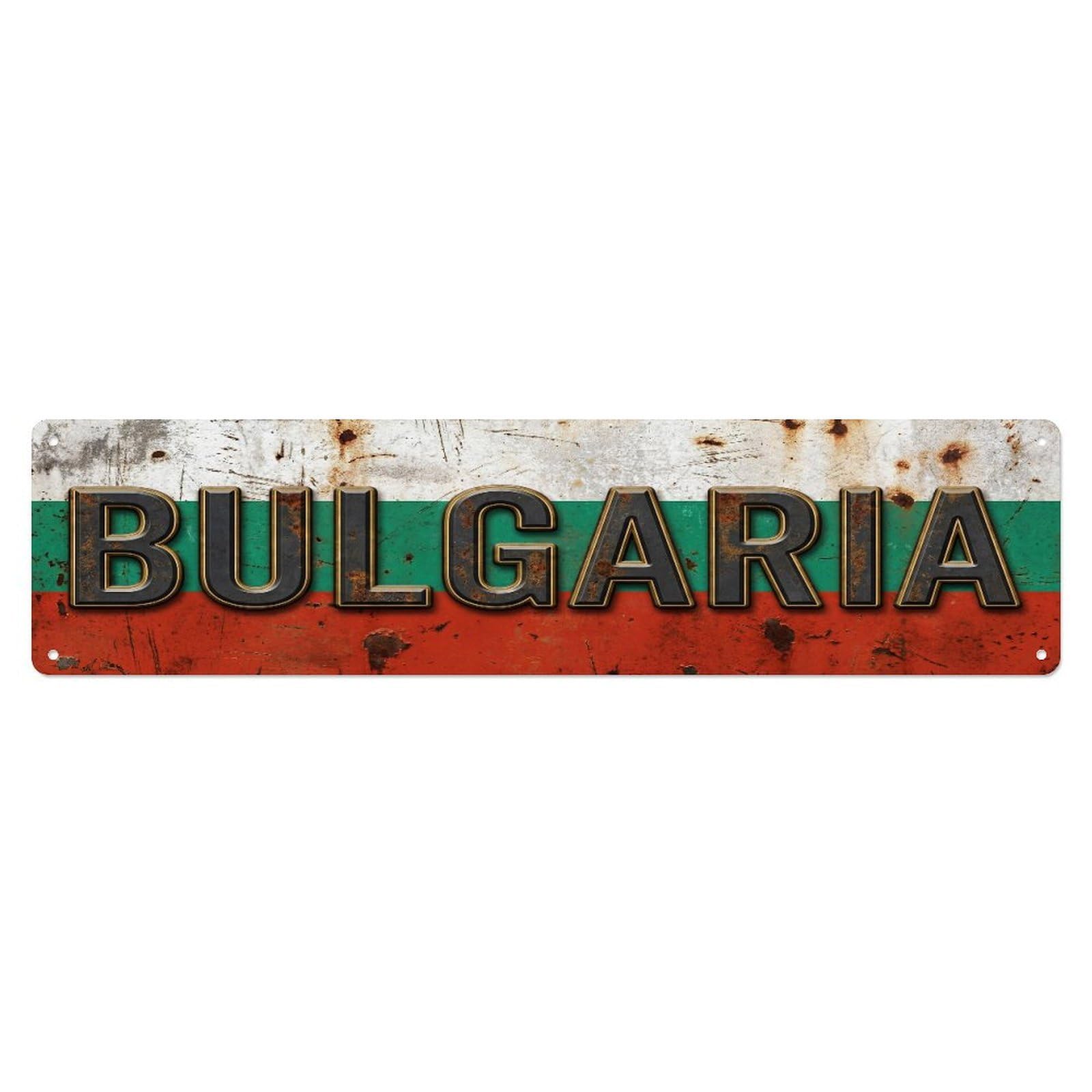 Fqcyn Style Metal Tin Sign Vintage Bulgaria Flag Pattern