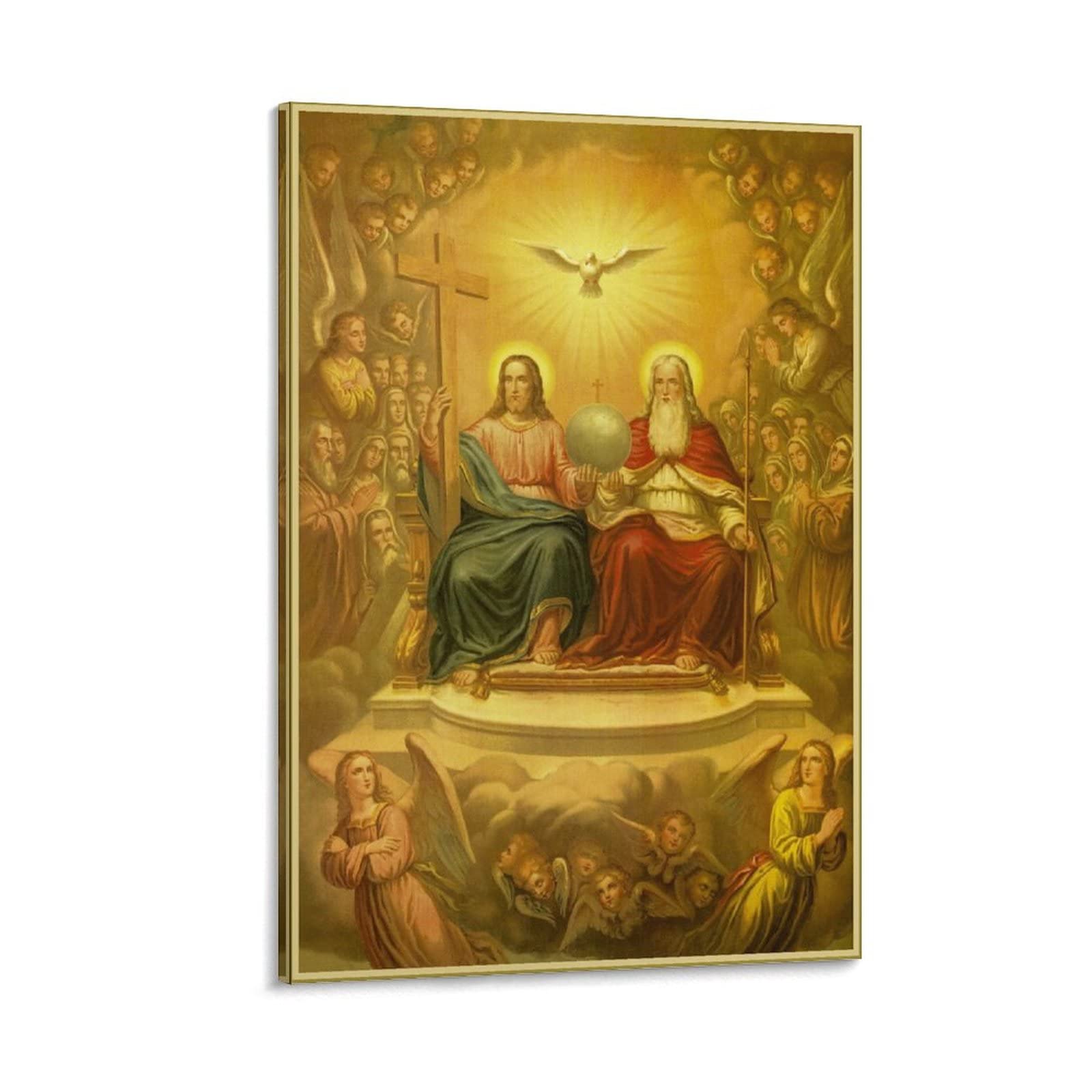Holy Spirit in Christianity Religious Wall Art Laminated Print Divine Providence Canvas Wall Art Prints for Wall Decor Room Decor Bedroom Decor Gifts 24x36inch(60x90cm) Frame