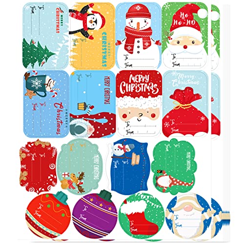 160 Pieces Christmas Self Adhesive Gift Tags Stickers Christmas Gift Tags to and from Christmas Name Tags for Decorative Pres