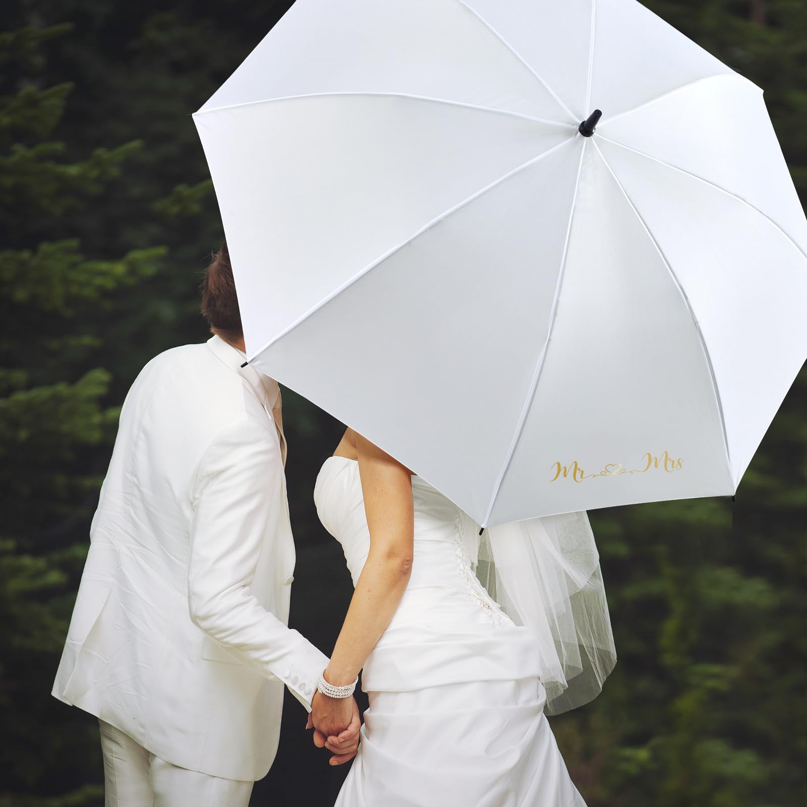 Hestya Parapluie de Mariage de Mariée avec Imprimé Mr et Mrs, 120 cm
