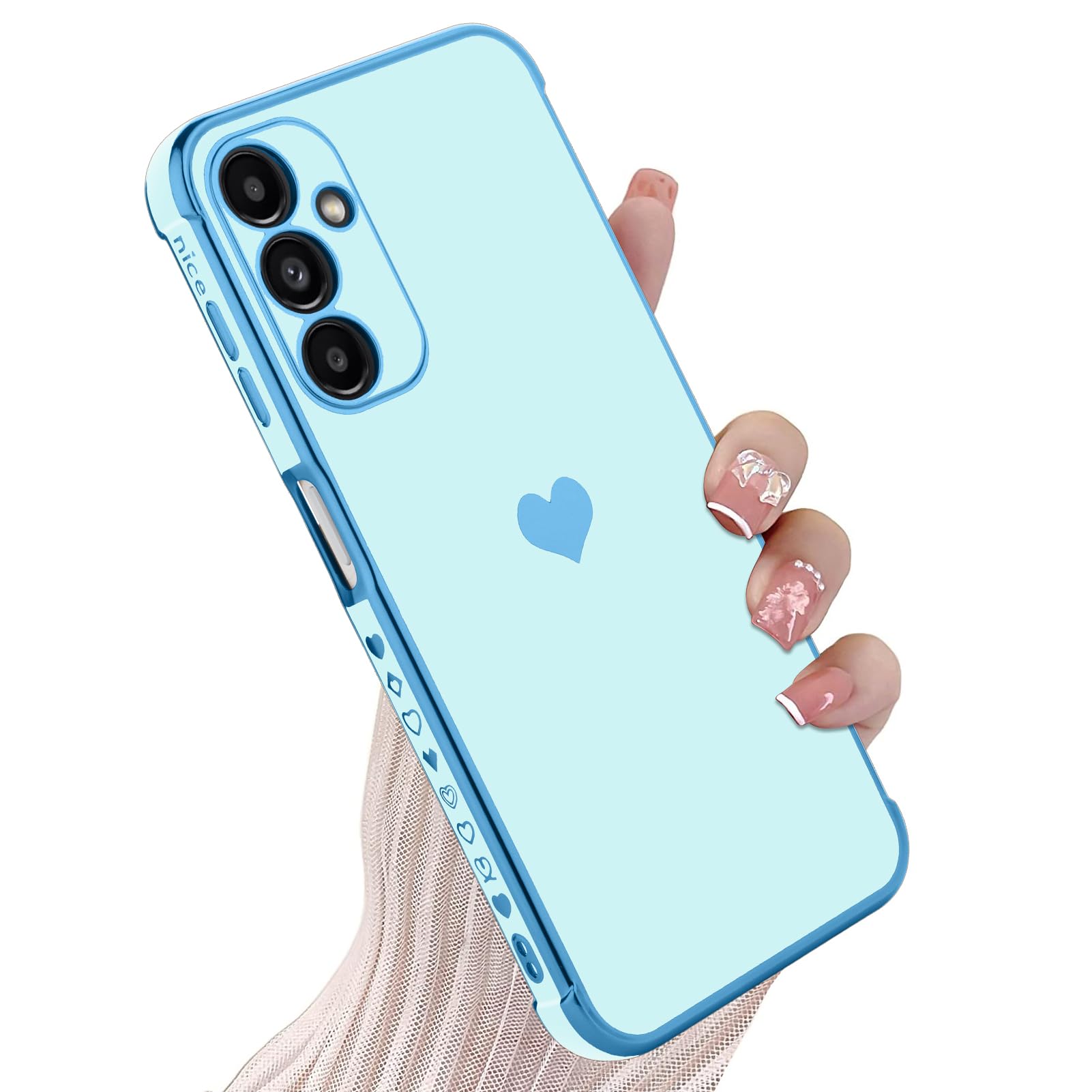 KANGHAR Compatible with Samsung A15 5G Case for Women Girl, Plating Edge Cute Love Heart Soft TPU Bumper with 4 Corners Shockproof Protection Phone