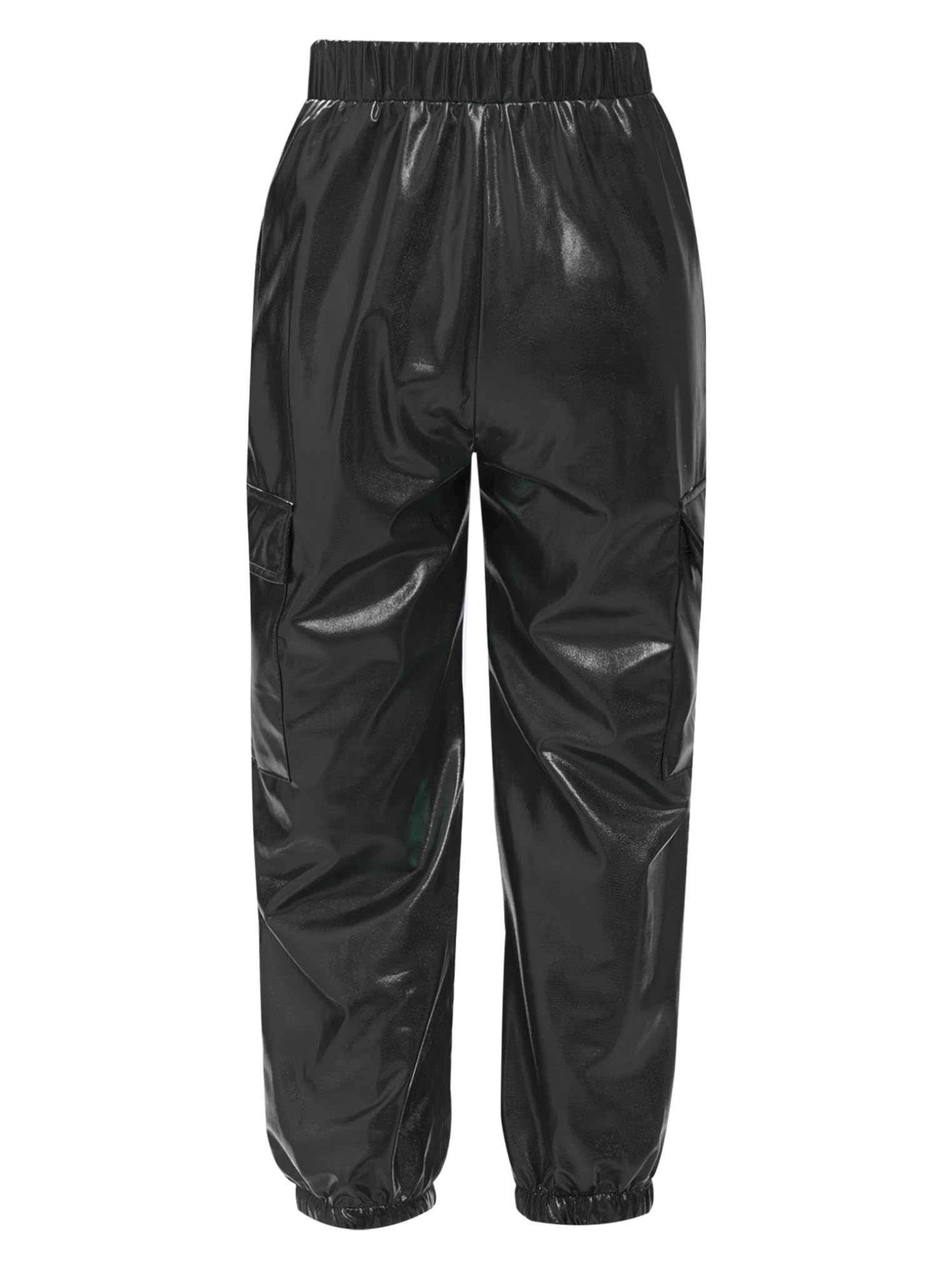 Freebily Pantalones De Cuero Metálico Brillante para Niñas Niños Pantalones Deportivos Elásticos para Jazz Hip Hop Pantalón De Baile Fiesta Discoteca