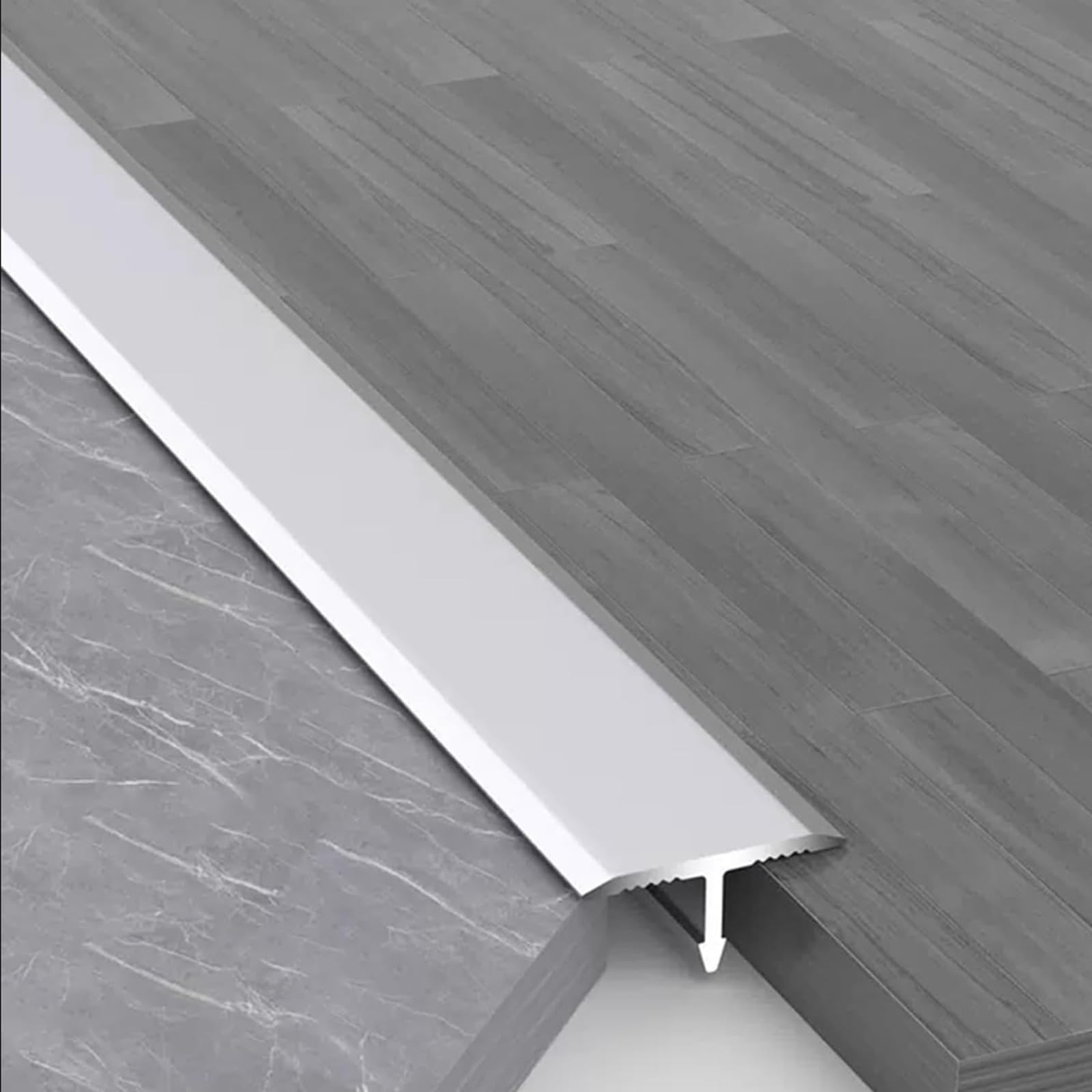 Tira de transición de suelo de aluminio, 15, 20, 33, 40 mm de ancho, barra de transición de metal, revestimiento de borde de puerta de aluminio, largo 35,4 pulgadas (blanco, 900 x 20 mm)