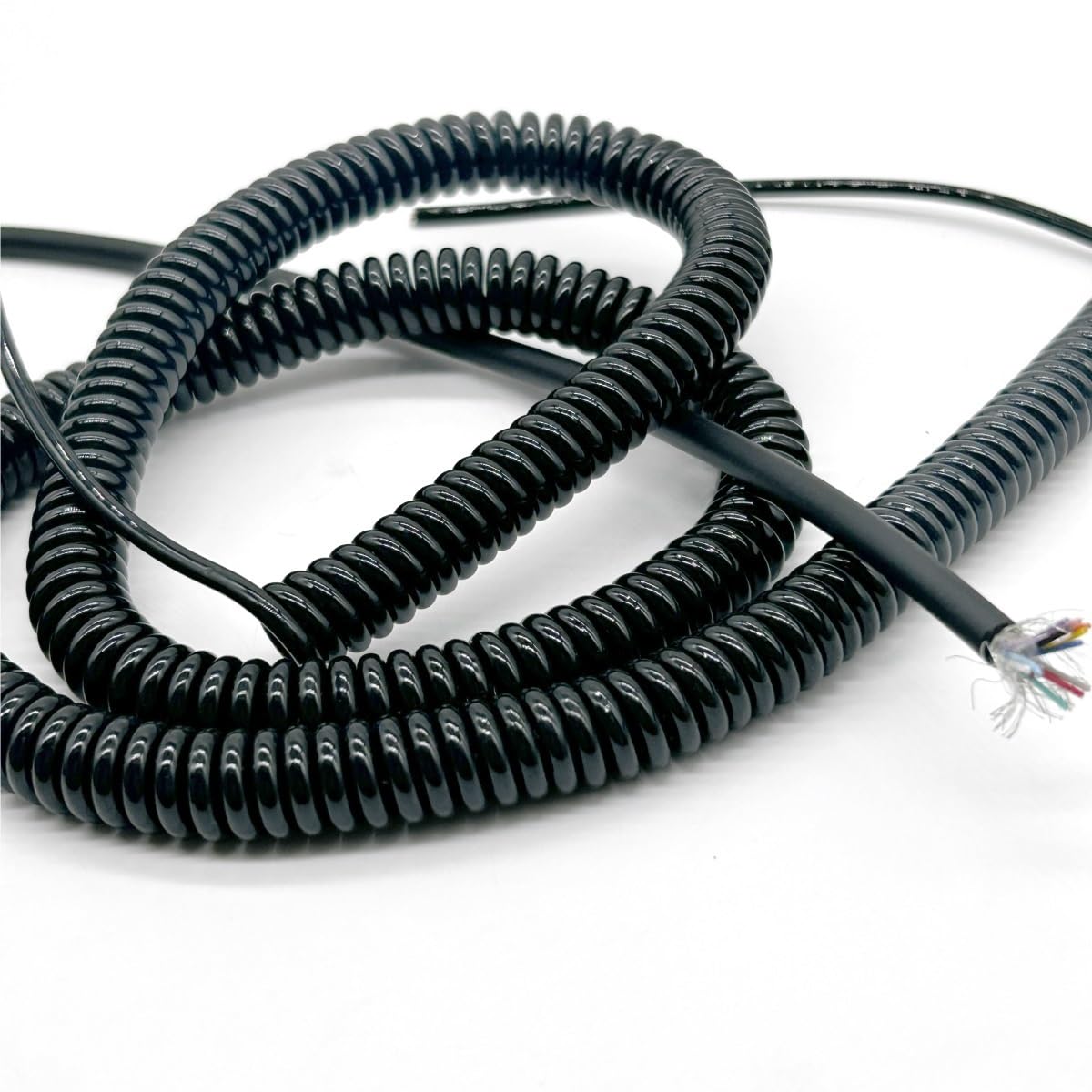 Cable para auricular de teléfono fijo Cable espiral de protección 11 metros, alambre telescópico resorte poliuretano 22AWG, 10-21 núcleos(21 cores)