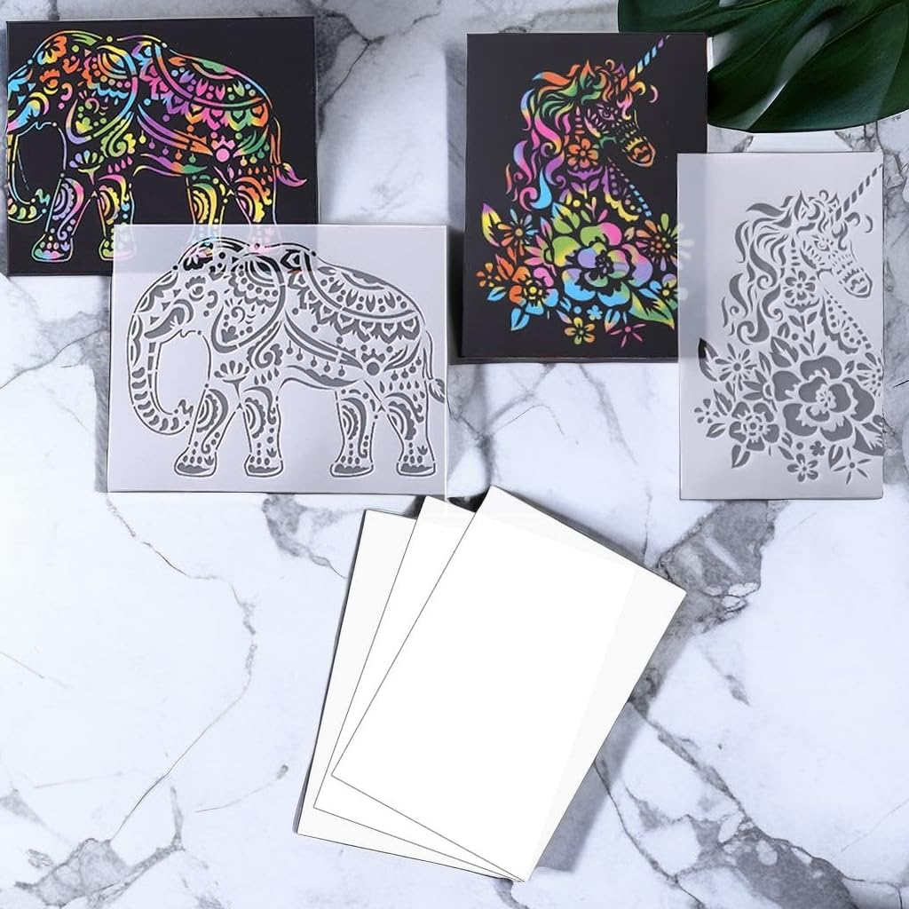 10 Fogli Stencil Mylar Trasparenti - Fai Da Te Per Pittura E Decorazioni - A4 30.5x21.7cm