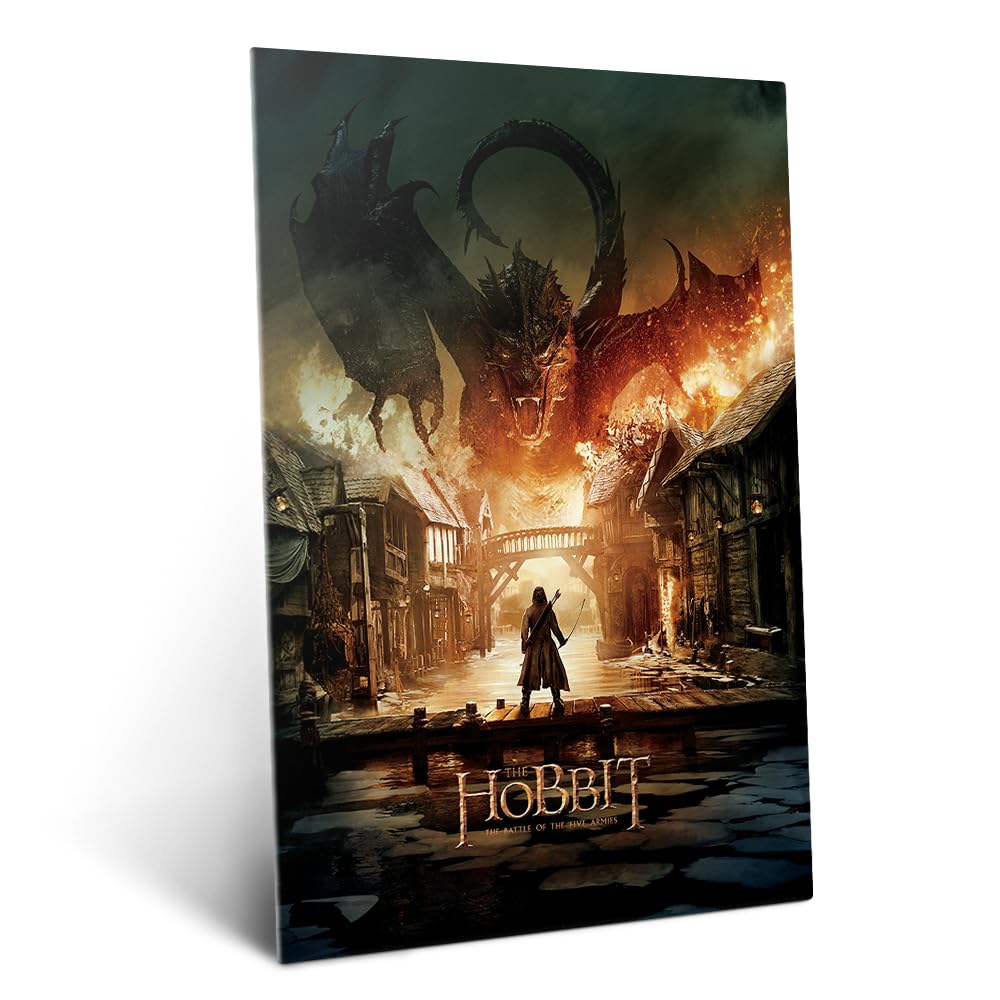 Displate Affiche Métallique Le Seigneur des Anneaux - Middle-Earth - The Hobbit Battle of the Five Armies - Déco Maison Chambre - Cadeau - Decoration Murale Salon Metal Poster 32 cm x 45 cm