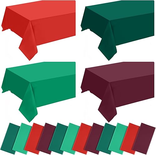 12 manteles de plástico desechables de colores surtidos, manteles rectangulares de plástico desechables para Halloween, Día de Acción de Gracias,