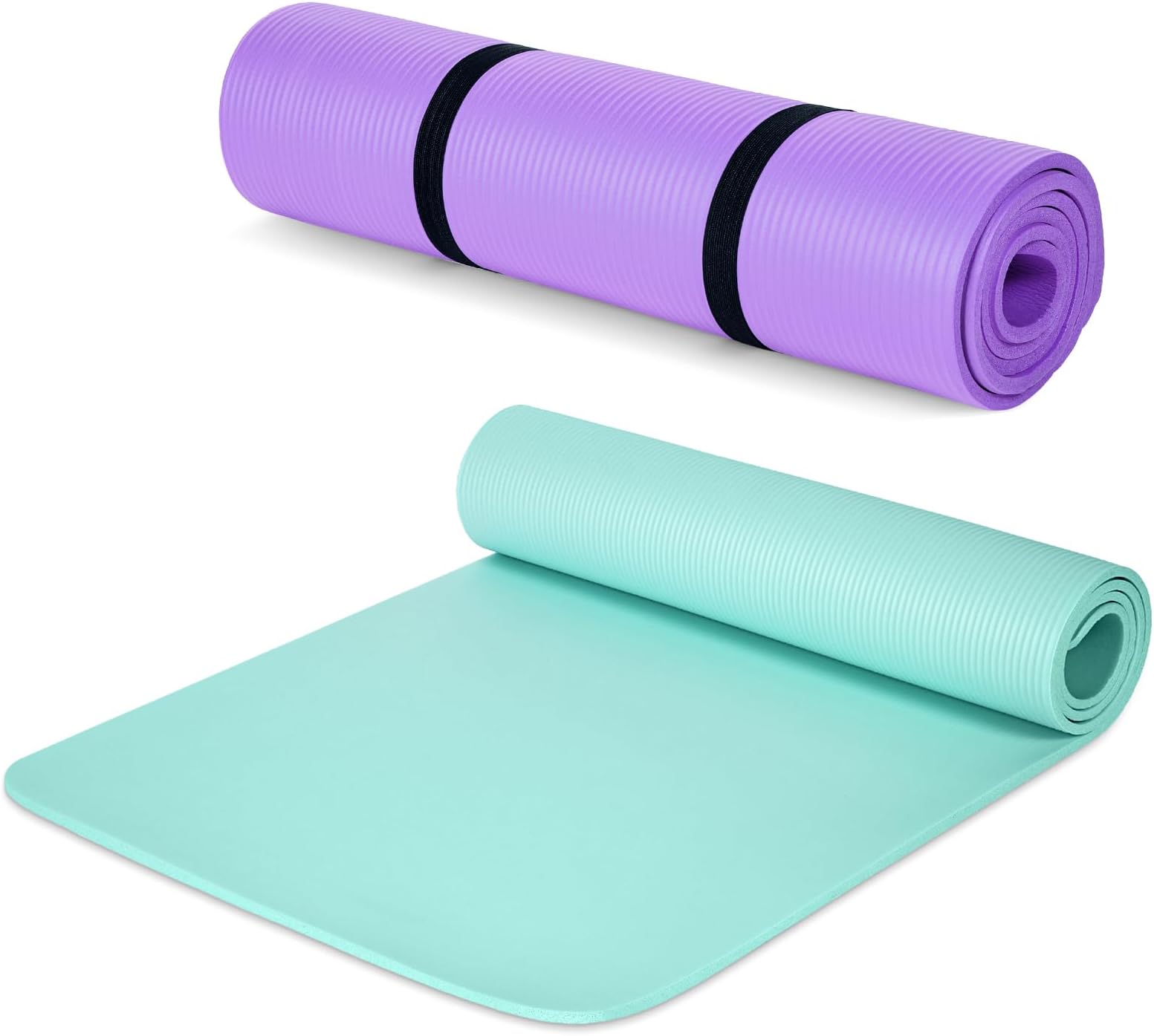 Woanger2 Pack Thick Yoga Mat for Home Workout 3/8 Inch Exercise Mat with Strap Non Slip Yoga Mat for Women Men