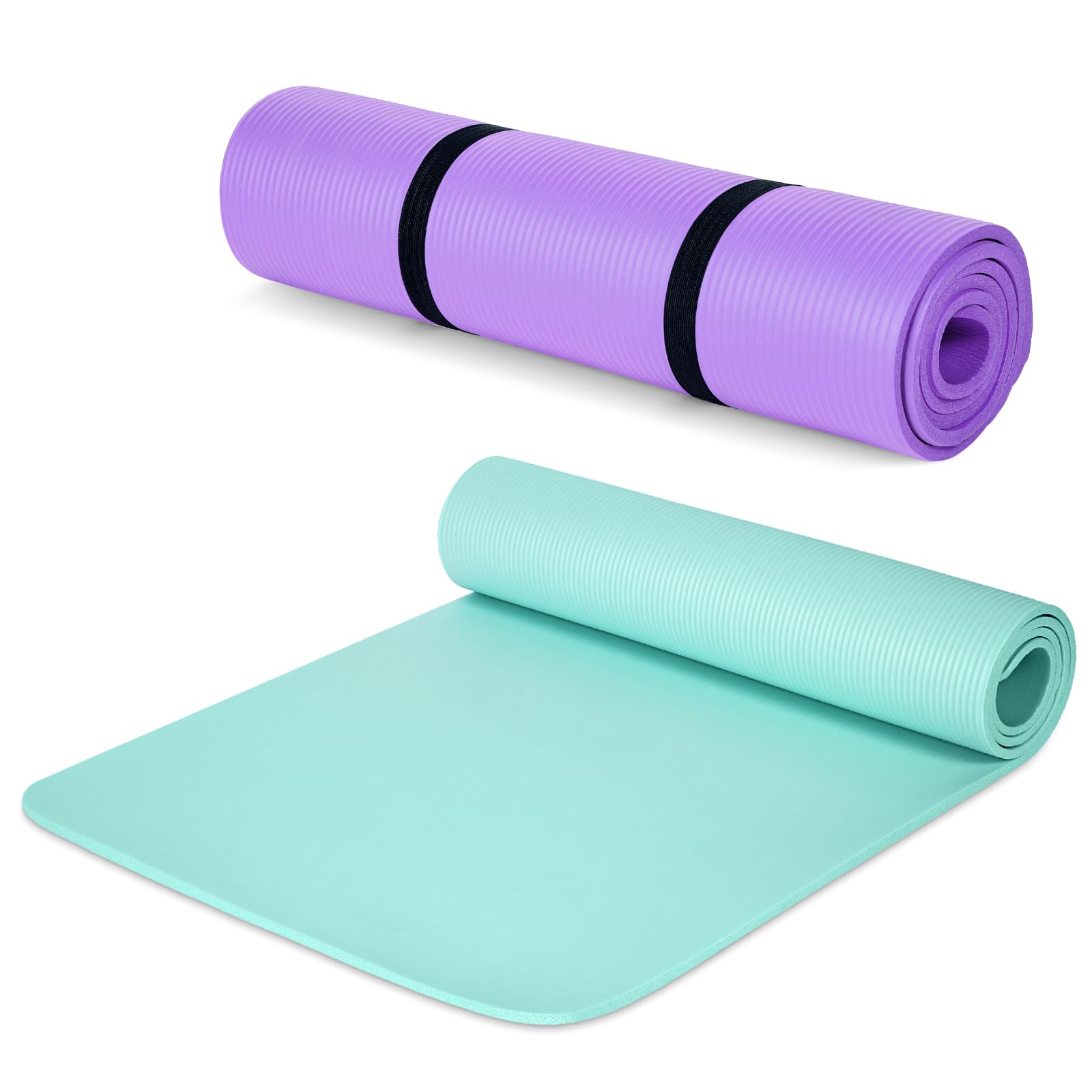 Woanger2 Pack Thick Yoga Mat for Home Workout 3/8 Inch Exercise Mat with Strap Non Slip Yoga Mat for Women Men