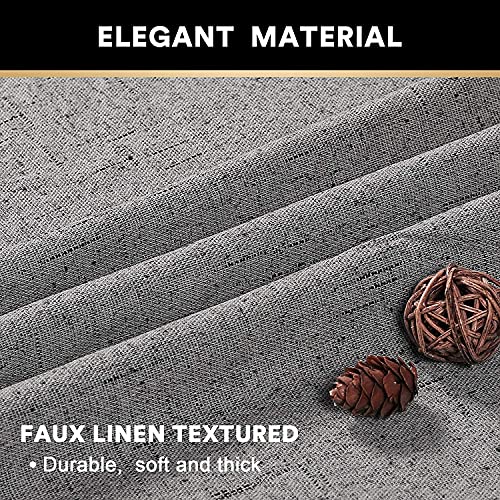 Image of PrinceDeco 100% Blackout Curtains 64 inch Long 2 Panels,42 inch Wide,64 inch Length Energy Saving Curtains for Bedroom Living Room Grommet Blackout Linen Curtains with Thermal Insulated Liner,Light Grey