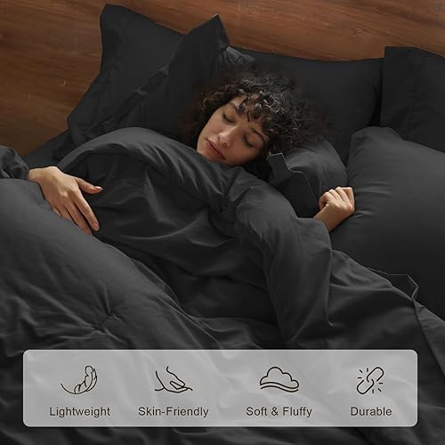 Miniatura 3 de PHF Juego de edredón California King de 7 piezas, cama ligera en una bolsa y juego de sábanas de 18 pulgadas para todas las estaciones, ropa de cama