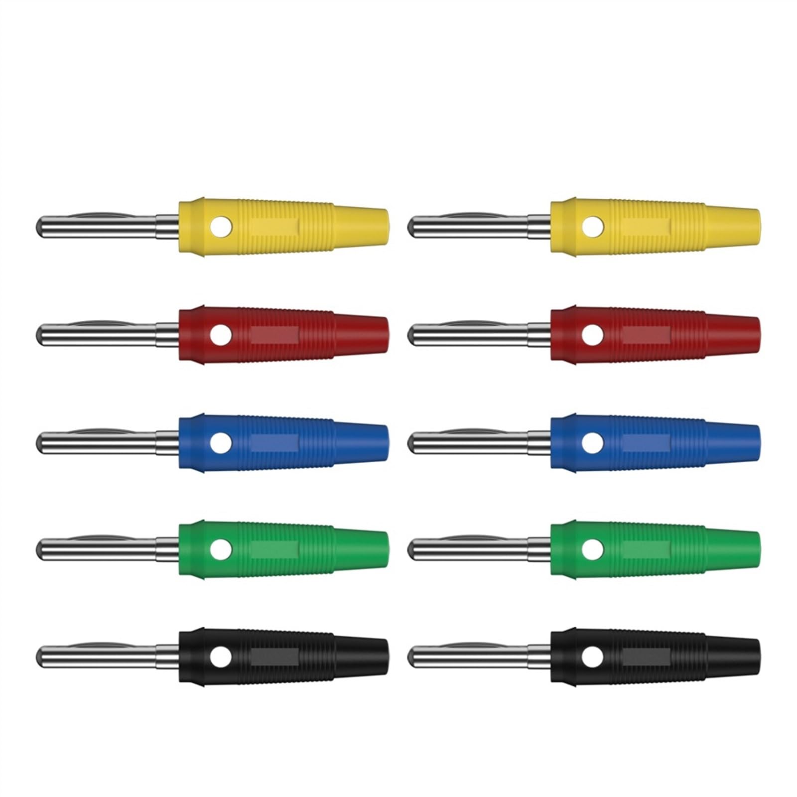 Fiche Banane en cuivre de 4MM, 10 pièces, connecteur à souder empilable isolé à Courant élevé for amplificateur de Haut-Parleur Q.10019(5 Colors x 2)