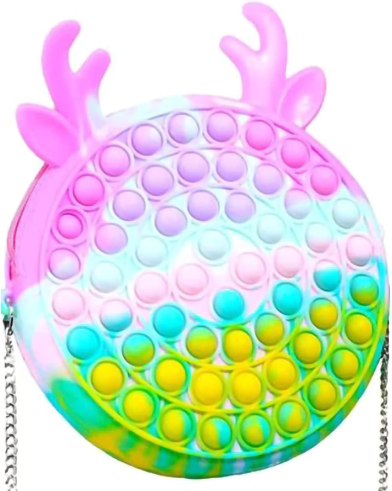 Fidget POP Bag, Pop it Push Bubble Fidget Sensory Toy Bag, Silicone Cross Body Bag, Stress Relief and Anti-Anxiety Toy, Fashion Creative Diagonal Bag for Kids and Adults Birthday (Color D)