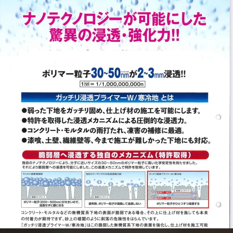 水性浸透強化剤 ガッチリ浸透プライマーW 14kg 無機質下地専用 弱った下地をがっちり固める ヤブ原 共B 代不