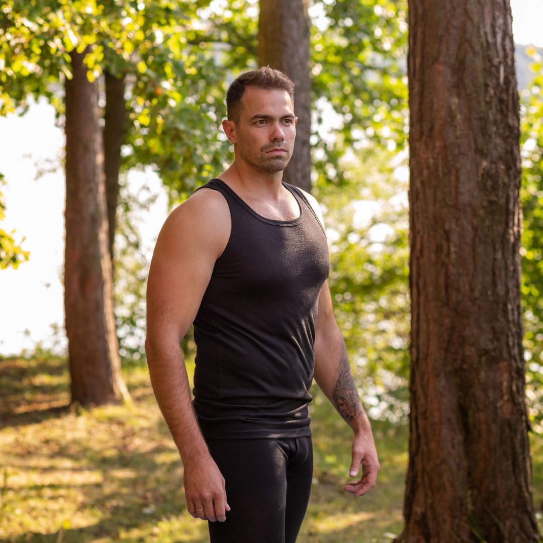 menique Herren Workout-Tanktop, leicht, atmungsaktiv, 100% Merinowolle