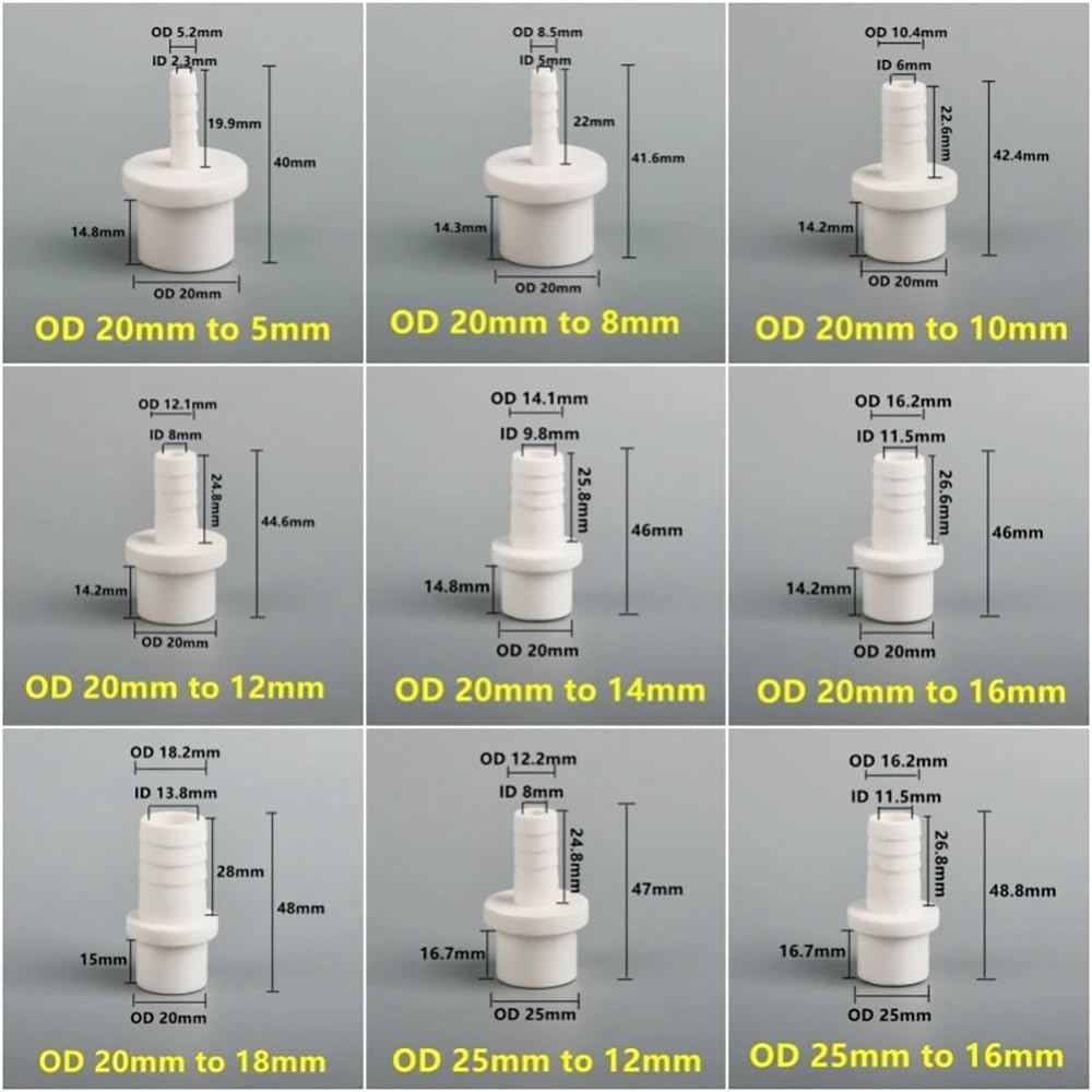 Set di connettori for tubi flessibili in PVC da 5 pezzi - Raccordi for irrigazione da giardino con diametro esterno 20/25/32 mm for giunti a pagoda in plastica for tubi rigidi(White,32mmx16mm)