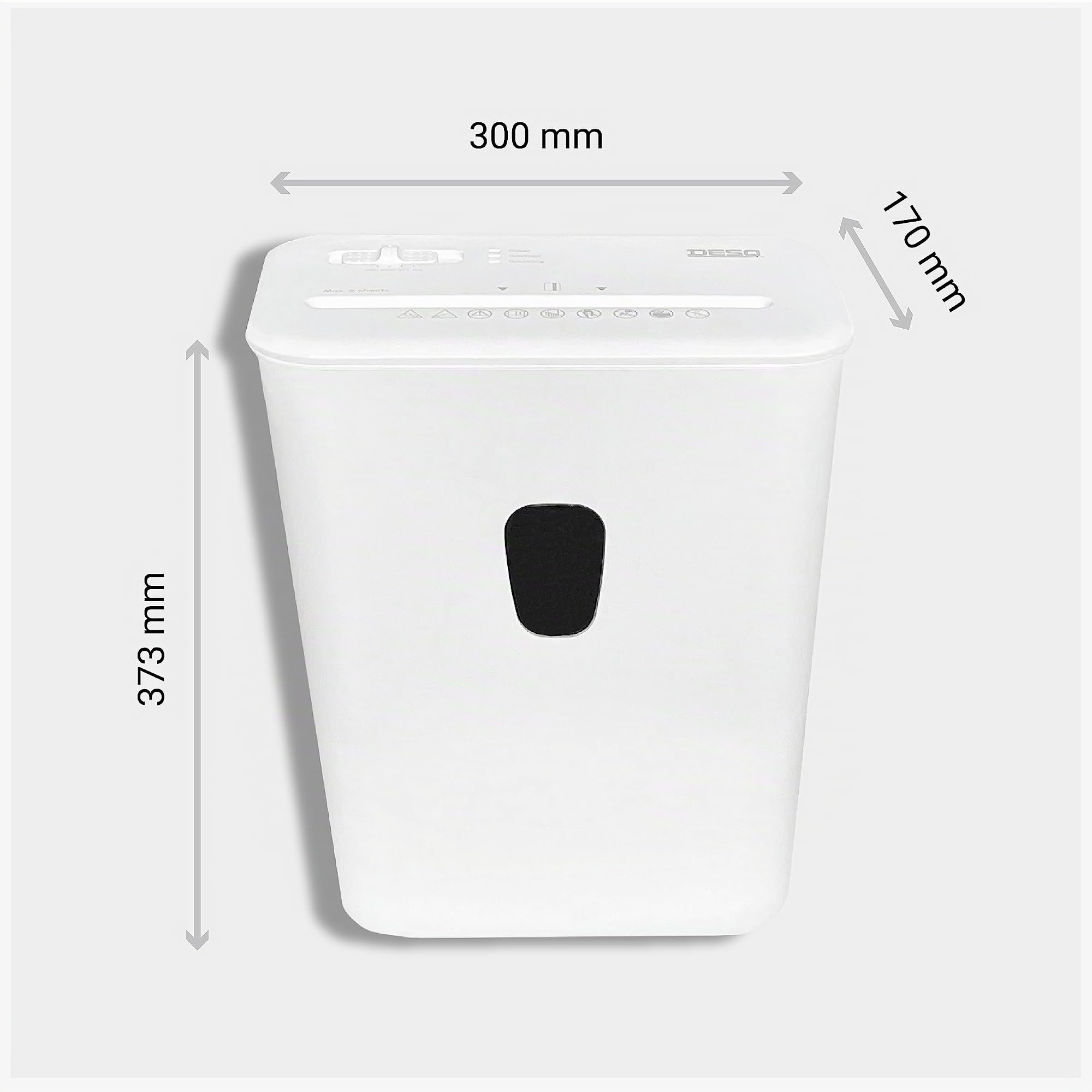 DESQ® Distruggidocumenti - 8 fogli, Taglio a particelle 4 x 38 mm, Livello di sicurezza P4, 15 litri, Funzionamento silenzioso, 5 min. Non stop, Per uso domestico e in ufficio, Dutch design