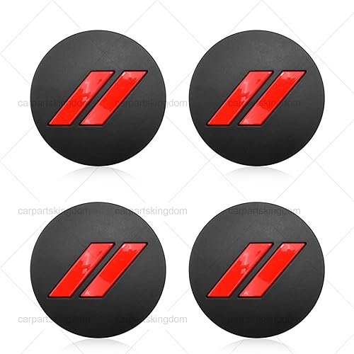 Miniatura 2 de 6CZ27DX8AA - Tapacubos inclinados para rueda de automóvil, 4 unidades, 2.480 in 2.5 pulgadas (negro mate y rojo)