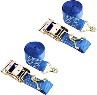 DiversityWrap Ratchet Straps Set x2 (5m x 50mm) - 2000kg Break Strength Heavy Duty Ratchet Straps with Hooks and Iron Handle | Tie Down Straps with Weather Resistant Blue Polyester Webbing Strap