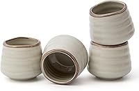YumiPLUS 4pcs Retro Grey Japanese Tea Cup Set - 160ml Ceramic Matcha Cups, Handless Espresso Mugs, Dishwasher Safe Gift