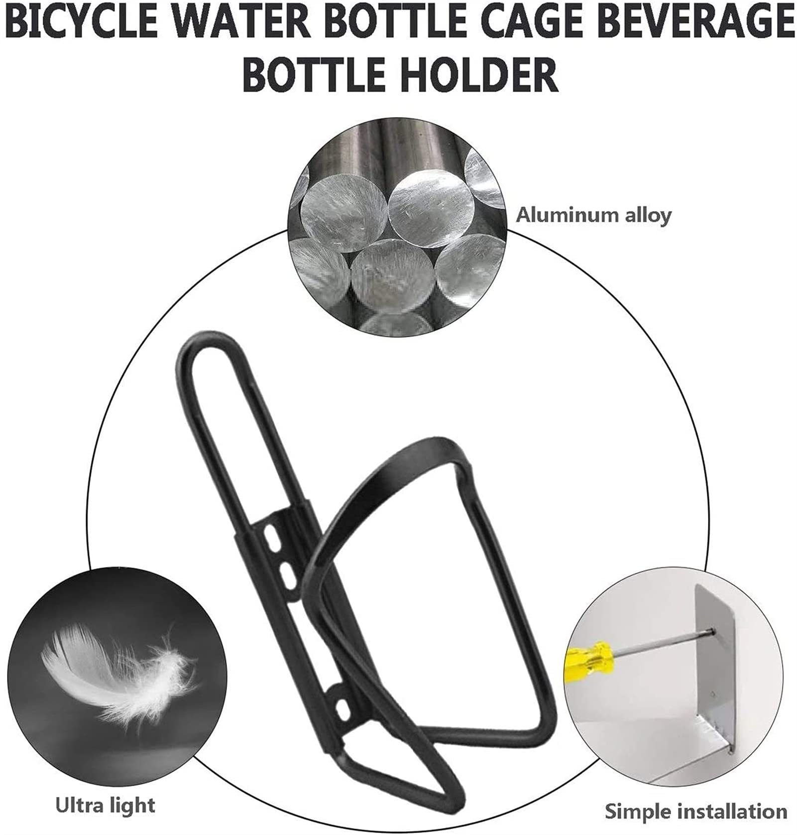 WJJ Fahrradflaschenkäfig, Road Mountainbike, Wasserbecherhalter, Flaschenkäfig, Reitausrüstung Zubehör, Universal-Flaschenkäfig (2 Stück) (Color : Black)
