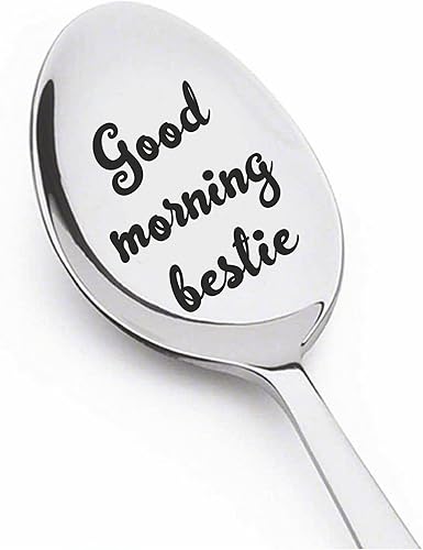 Regalo para amigos, cuchara grabada de Good Morning Bestie, regalo para el día de la amistad, regalo de Navidad y cumpleaños para hombres, mujeres y