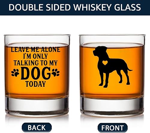 Miniatura 2 de TOUNER Leave Me Alone I'm Only Talking To My Dog - Vasos de whisky The DogFather, regalos para amantes de los perros para papá, abuelo, regalos para