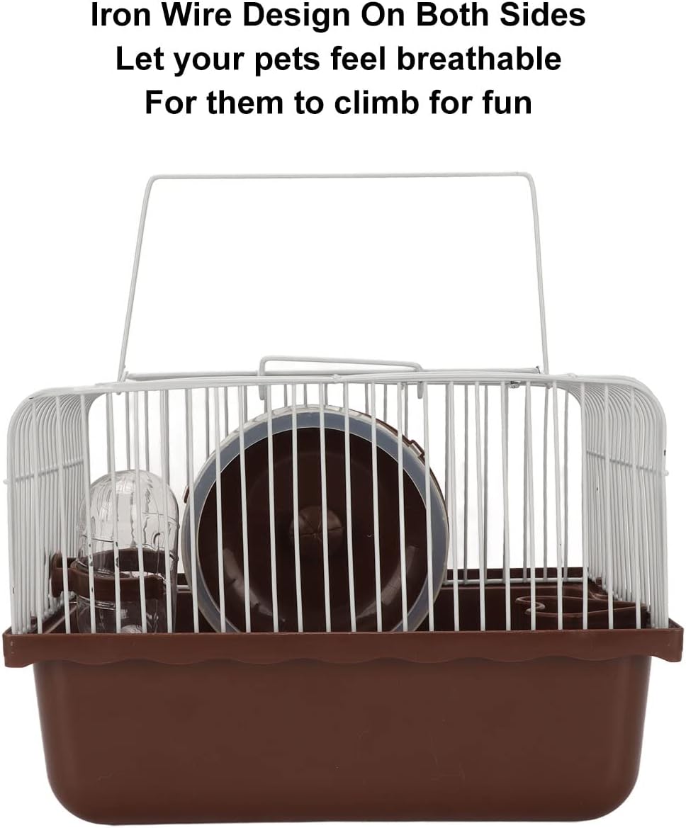 Pet Hamster Cage with Running Wheel Water Bottle Food Basin Portable Carrier House Home for Going Out Traveling, Breathable Portable Small Animal House for Guinea Pig