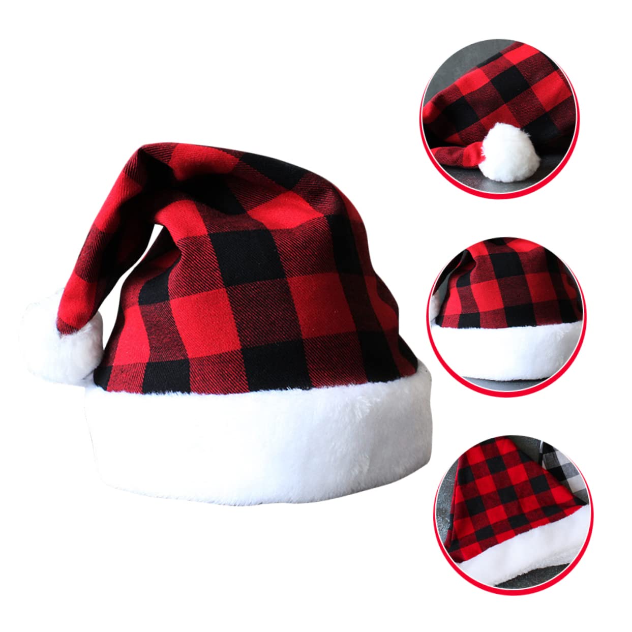 Cabilock 4 Piezas Gorro de Papá Noel a cuadros gorros navideños christmas hat decoración de navidad sombrero de fiesta de papa noel sombrero de Santa gorro de papá noel para hombre paño