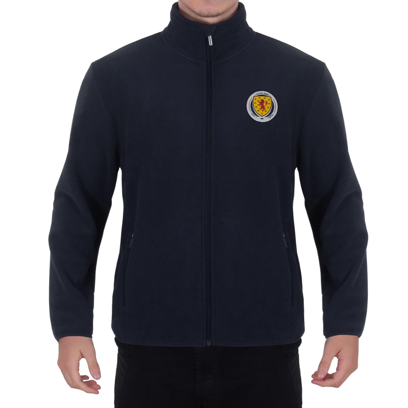 Scottish FA Scotland Men's Official Full Zip Fleece Jacket – Navy, Large