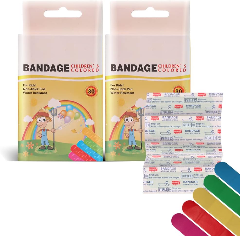 120pcs Colorful Bandages Kids Bandages Flexible Adhesive Bandages