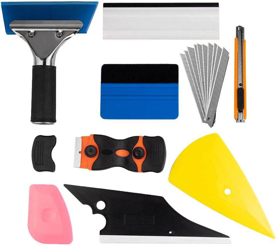 Window Tint Application Tools 1 Set, 9 PCS Window Tint Tools for Vehicle Film Including Window Squeegee, Scraper, Utility Knife and Blades