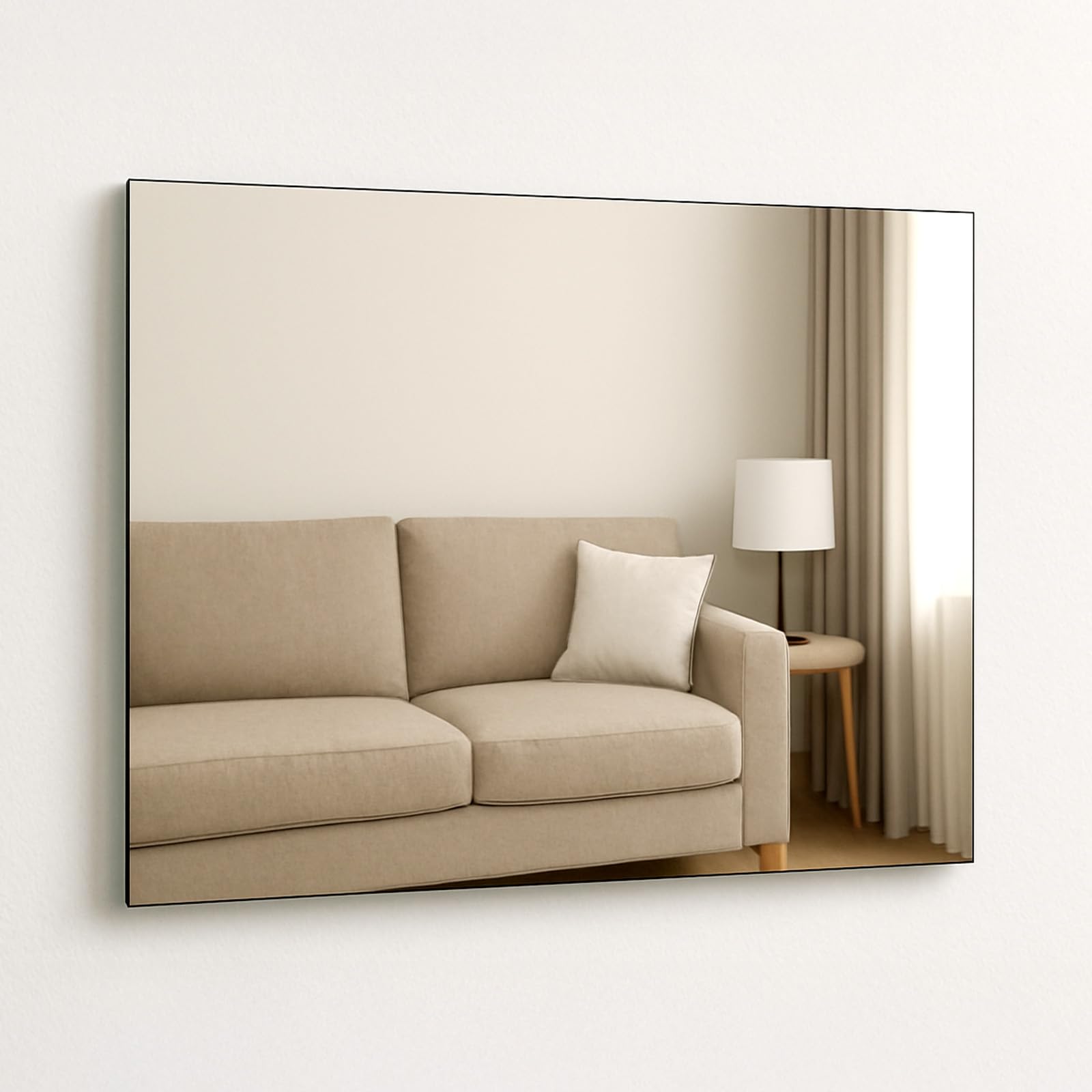 CROWNSHOP 1PCS Mirror Tiles 40x30x0.3cm Self Adhesive Glass Mirror Frameless Wall Mirrors DIY Bathroom Wall Decor for Bathroom Living Room Kitchen (1, 40 * 30cm)