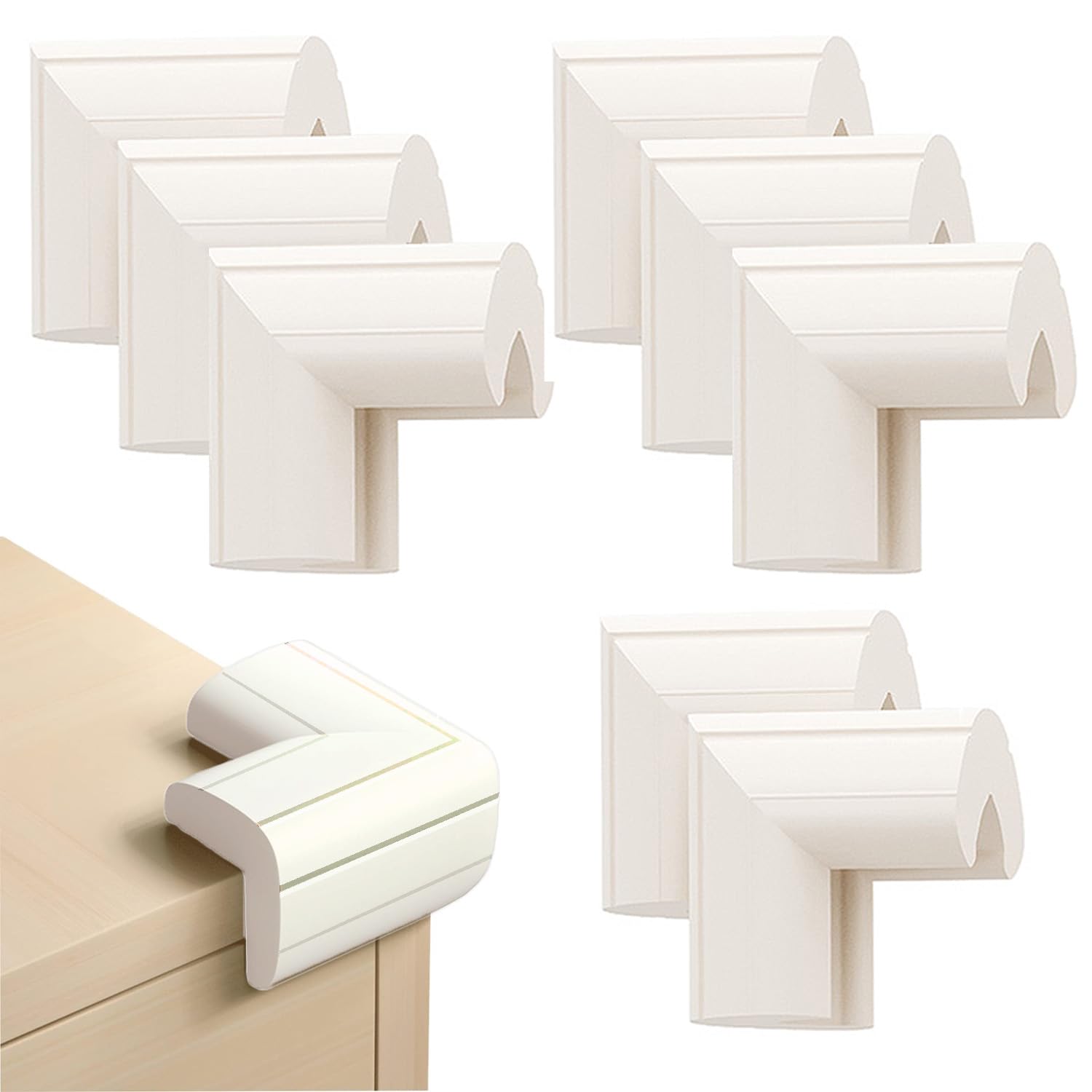 (8 Pack) Corner Protectors for Kids, Dekukar Upgraded Foam Soft Corner Guards Bumpers Baby Safety Furniture Table Sharp Corner Protection, Pre-Taped for Direct Use White