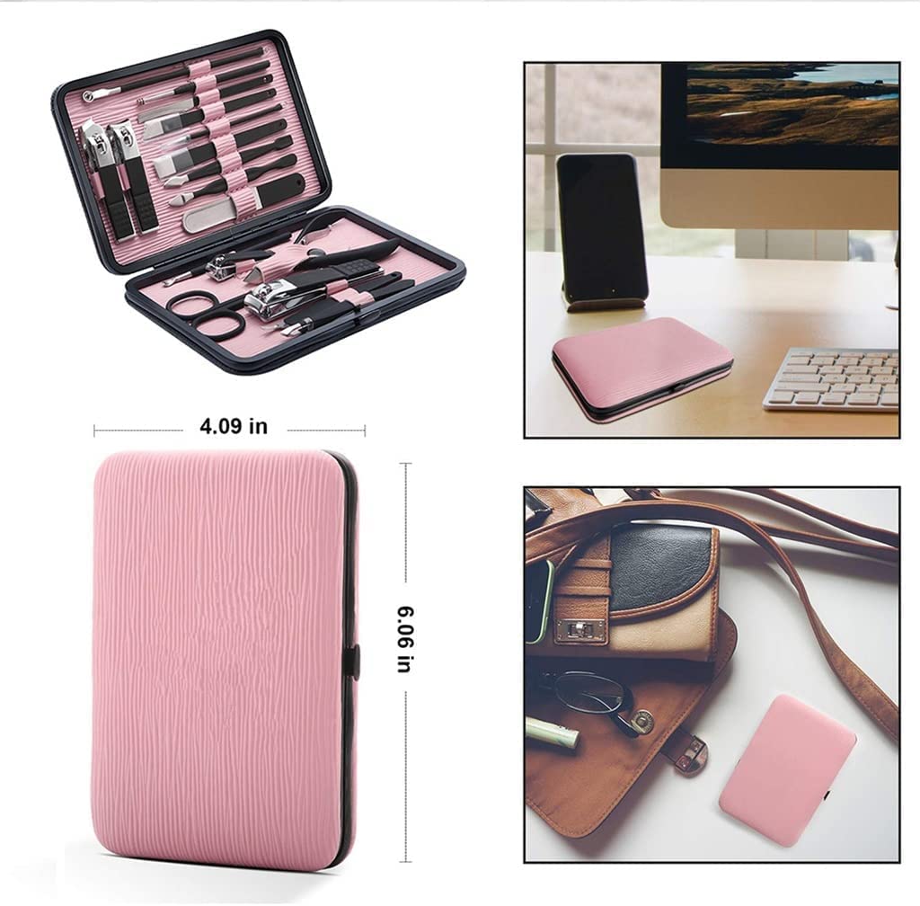 Ensemble de manucure pour pédicure Kit de soins des pieds professionnel Kit de manucure professionnel 18 pièces Ciseaux de pédicure Pince à épiler Coupe-sourcils Coupe-ongles Ensembles d'outils de s