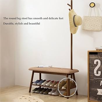 Amazon.co.jp: ベンチ付きコートハンガー、ハンガーラックき玄関