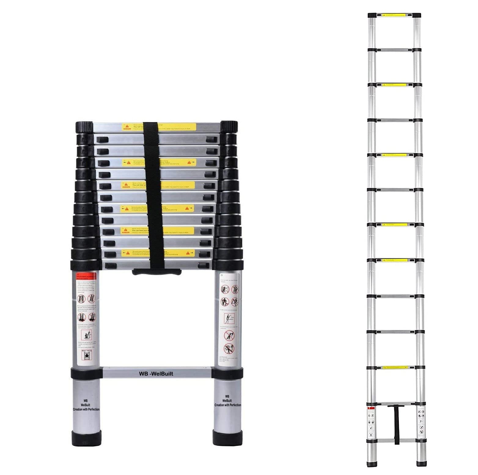 Welbuilt 5.4 Meter (18 Ft) Portable & Compact Aluminium Telescopic Ladder | EN131 Certified 14 Steps Foldable Multipurpose Step Ladder for Home & Outdoor use (B0BRV13LMH) Amazon Price History, Amazon Price Tracker
