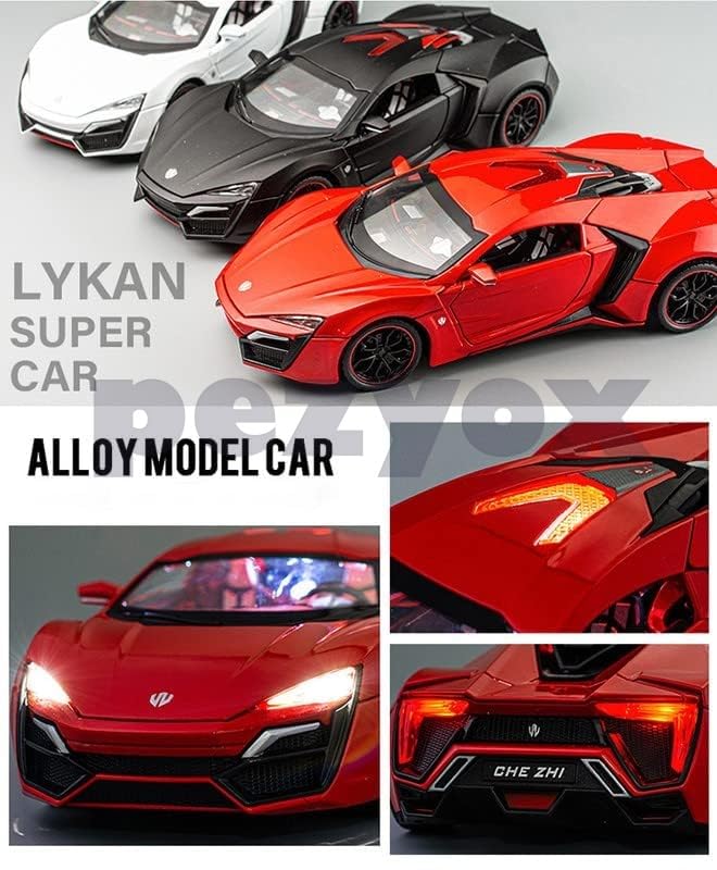 Image of LYKAN HYPERSPORT Sport 1:24 Big Size Diecast Scale Model Alloy Metal Pull Back Toy car for Kids with Openable Doors & Light, Music Toy Vehicle for Kids - Colors as Per Stock (Red)