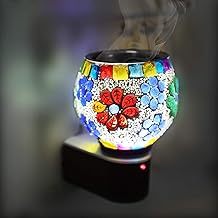 SHANIX IMPEX™ Kapoor Dani Electrical Camphor Diffuser. Glass Kapoor Dani & Essential Oil Diffuser with On Off Switch to Toggle Between Burner & Lamp (fulpati & goti kapurdani)