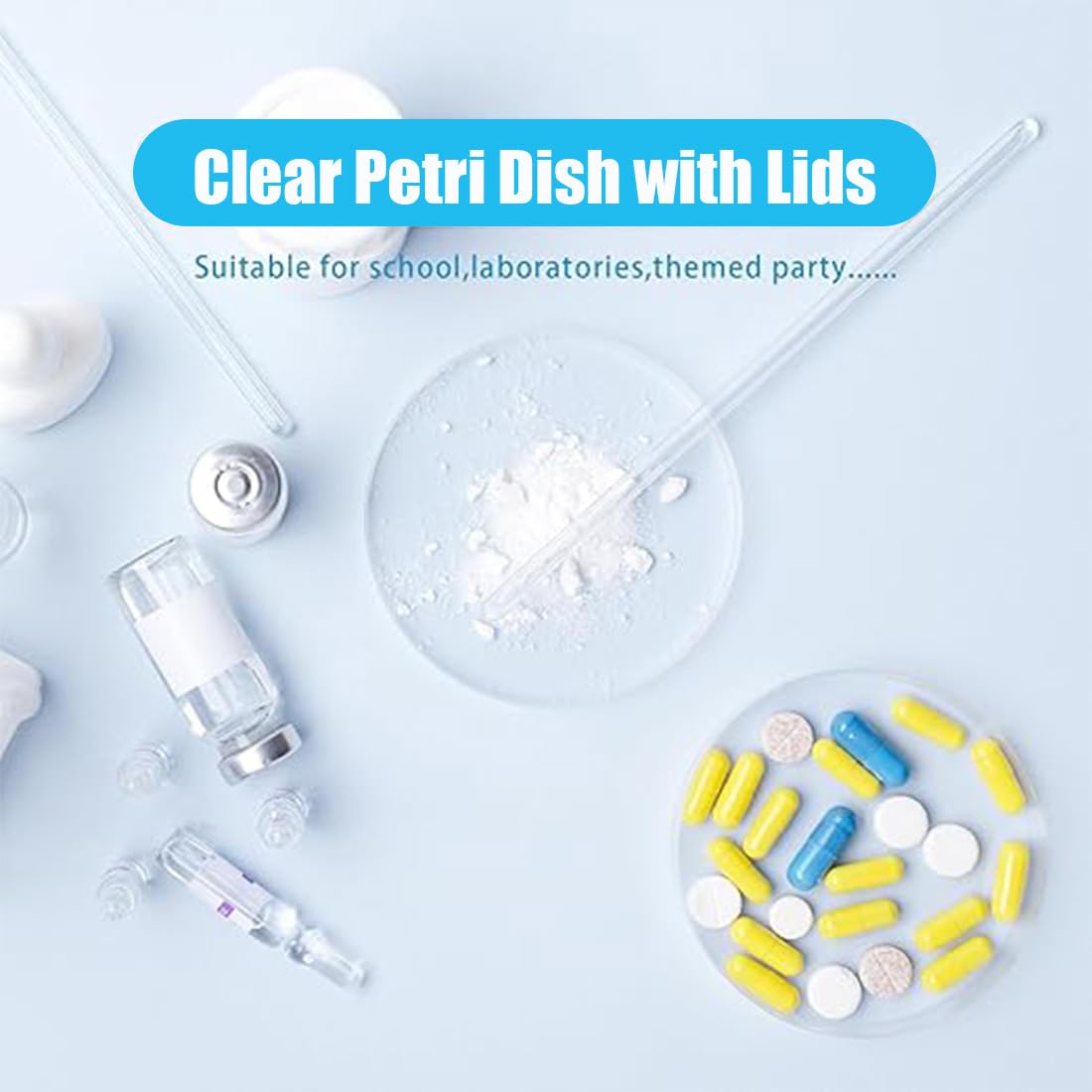 6 Pezzi Piastra Di Petri Plastica, Piatti Petri 70Mm, Piastre Di Petri In Plastica Sterile Con Coperchio, Con 10Pzs 1Ml Pipette In Plastica, Per Cultura Laboratorio Lievito Batterico