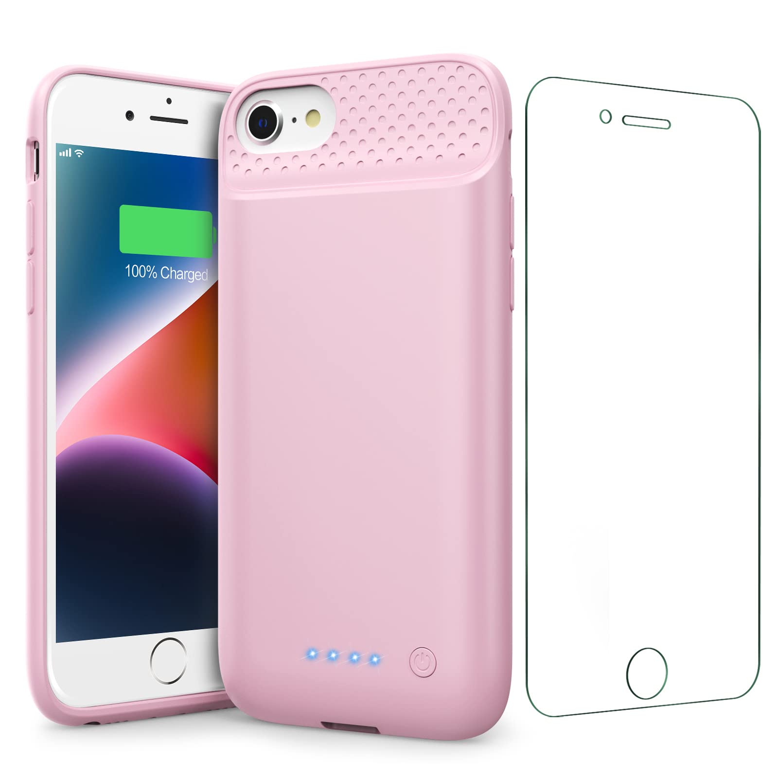 Battery Case for iPhone 8/7/6s/6/SE (2022/2020),[2025 Upgraded] 7000mAh Ultra-Slim Portable Extended Charger Cover for iPhone 8/7/6s/6/SE (2022/2020) Charging Case (4.7 Inch)-Pink