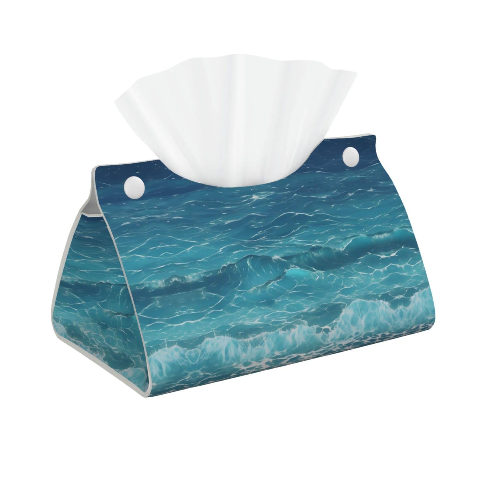 The deep Blue sea Print Long Tissue Box Cover Holder Foldable Leather Organizer for Vanity, Nightstand, Desk & Bathroom